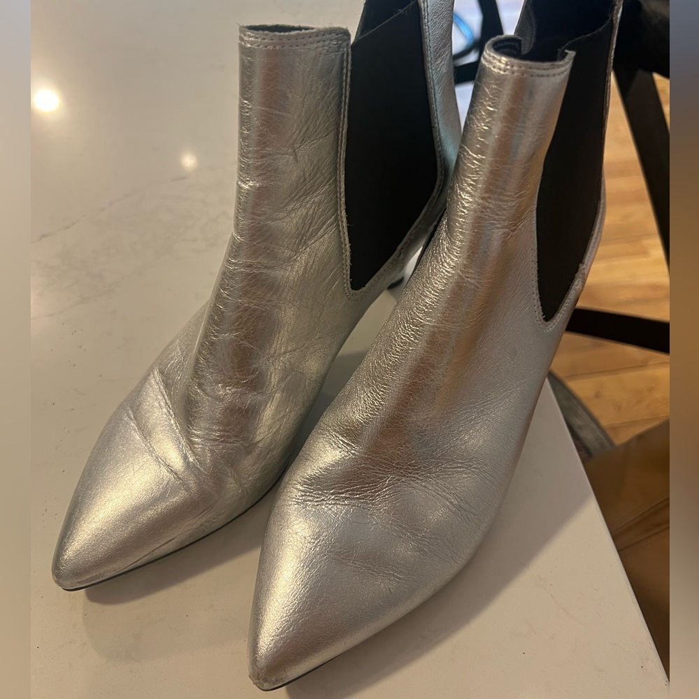 Sam Edelman Silver Ankle Boots